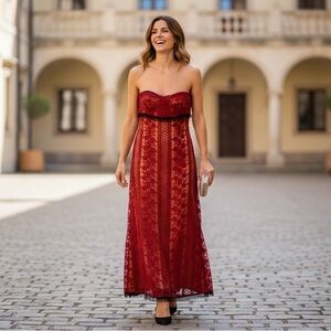 NWOT REVOLVE LOVERS & FRIENDS Floral Embroidered Fringe Maxi Dress Pink S